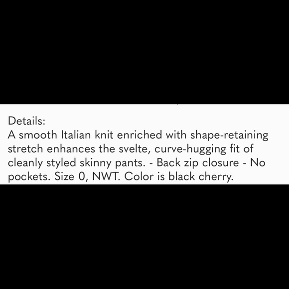 Theory Navalane pant. NWT. Size 0. Black cherry. - Picture 3 of 3